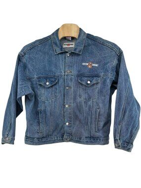 Tyca Custom Chrome Denim Trucker Jacket Men XL RN # 80837 Cotton Made in USA Vtg